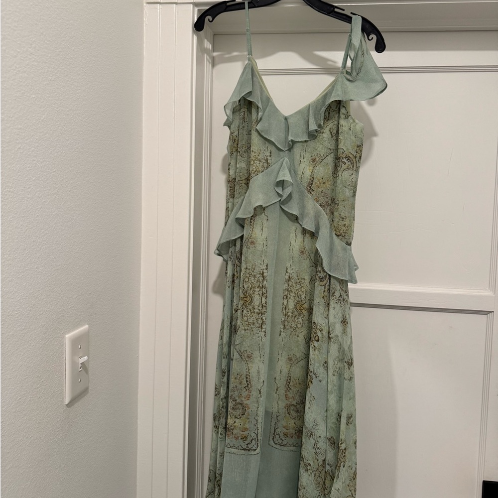 BCBGMaxAzria Asymmetrical Mint Dress with Ruffles - Picture 6 of 9